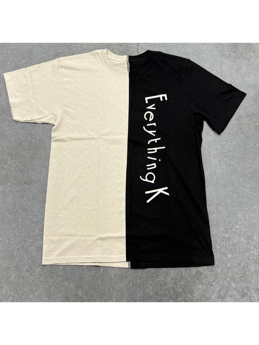 Everything L Text Split Color T Shirt